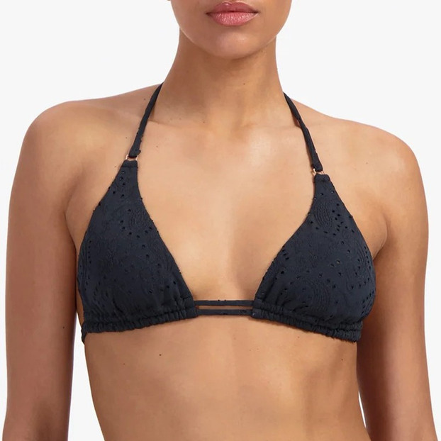 Beachlife Black Embroidery Triangle Bikinitop