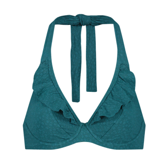 Flora Teal Halter Bikinitop