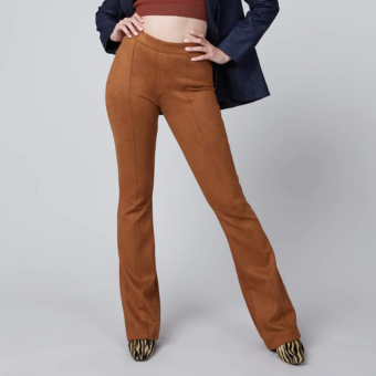 Faux Suede Flare Pants