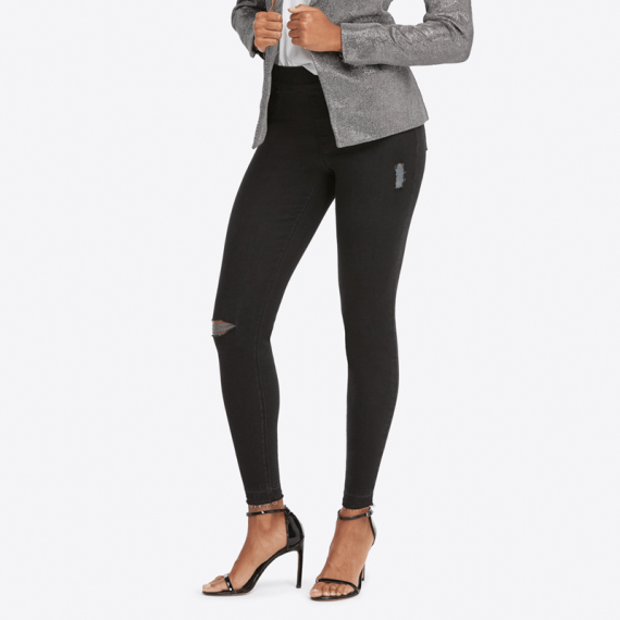 Spanx distressed denim leggings black sale