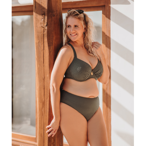 Annadiva Swim Smocky Hoog Bikinibroekje Olive