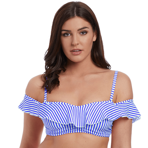 Freya Swim Totally Stripe Bardot Bikinitop Cobalt