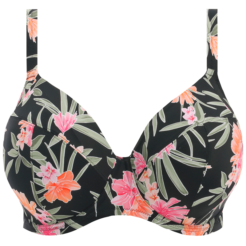 Elomi Swim Dark Tropics Plunge Bikinitop Black Annadiva